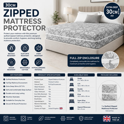 Extra deep zipped cover - deep,